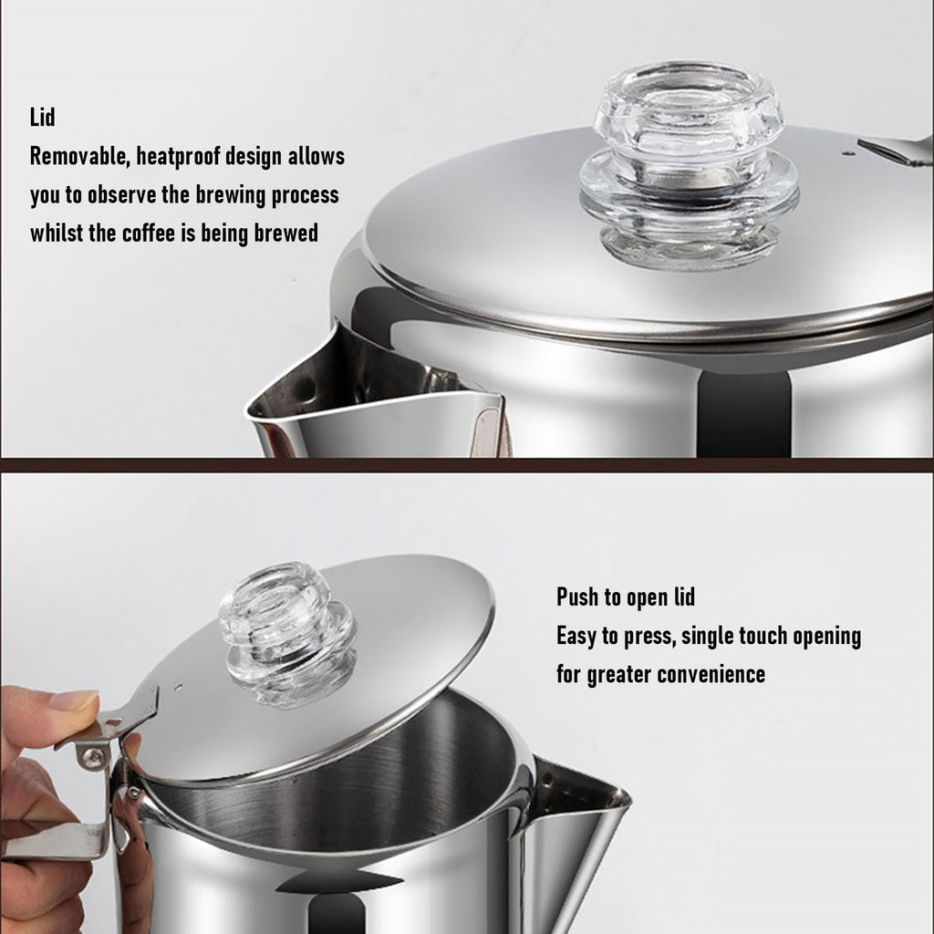 Stainless Steel 12 Cup Stovetop Coffee Pot H622736