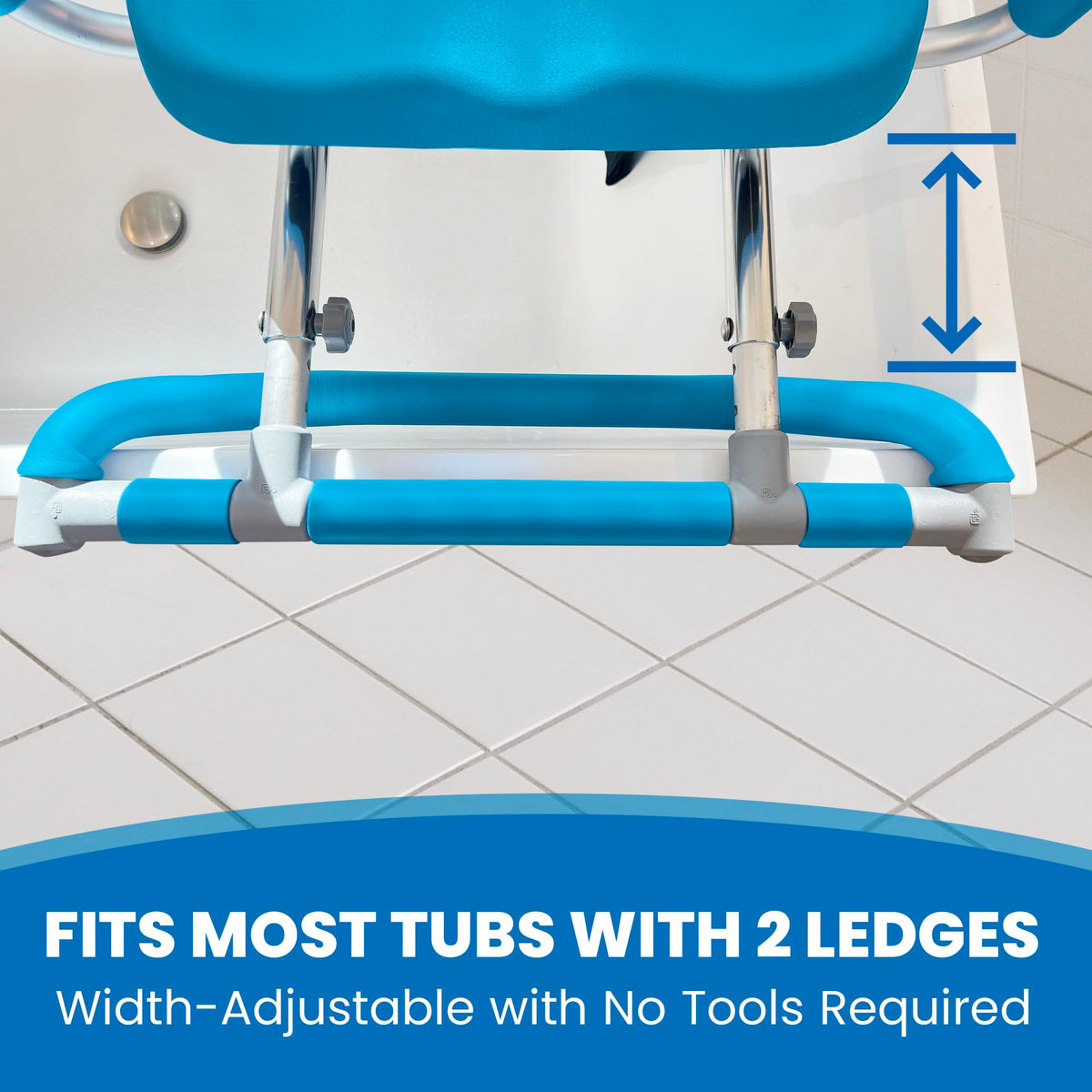 Blue Padded Sliding Shower Chair with Armrests K47132