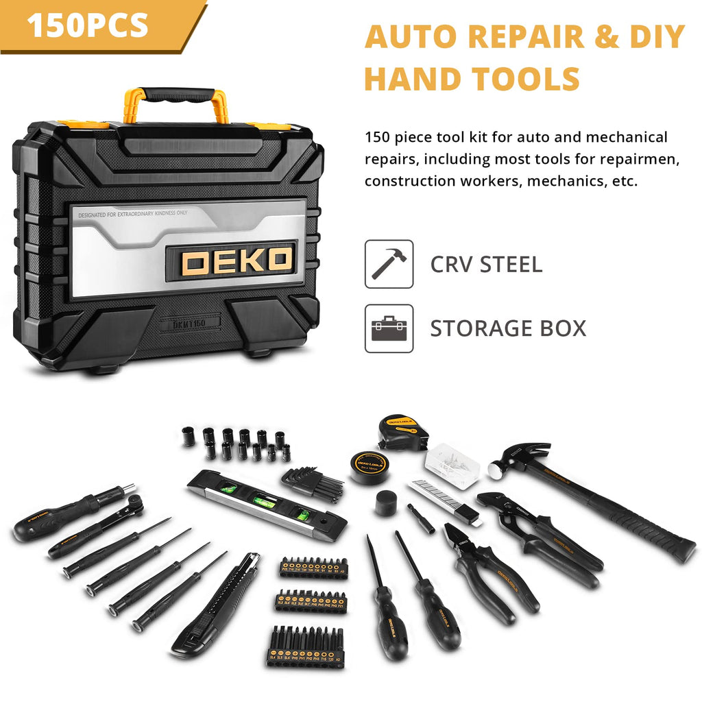 150 Piece General Household Hand Tool Kit with Plastic Toolbox Storage Case I228