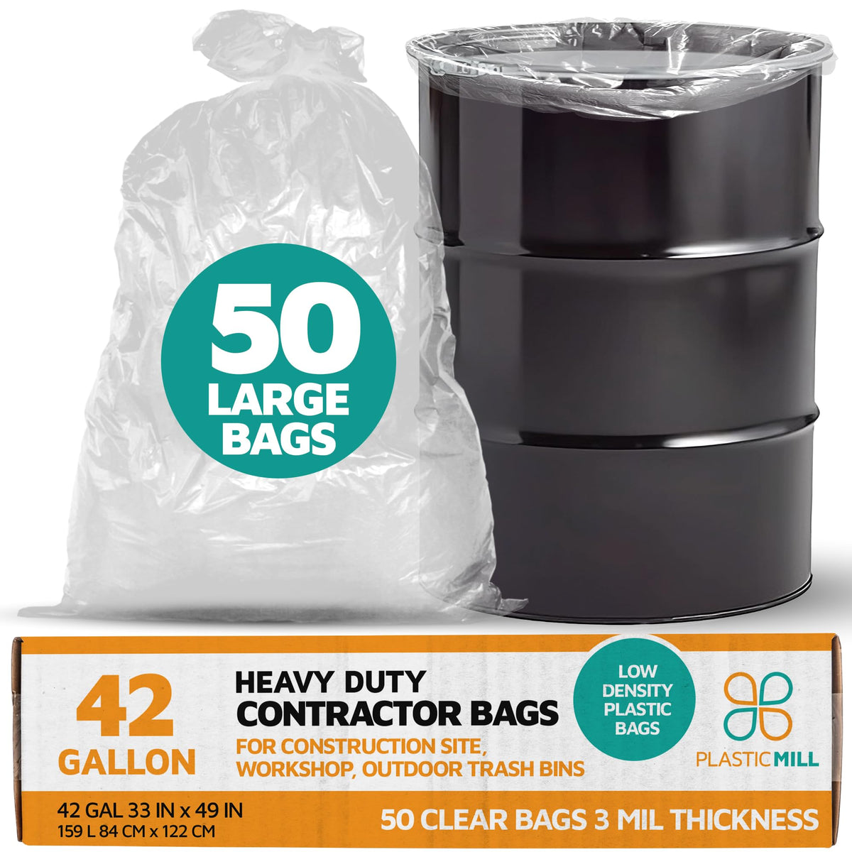 42-Gallon 3 Mil Clear Contractor Bags 50-Count S7794