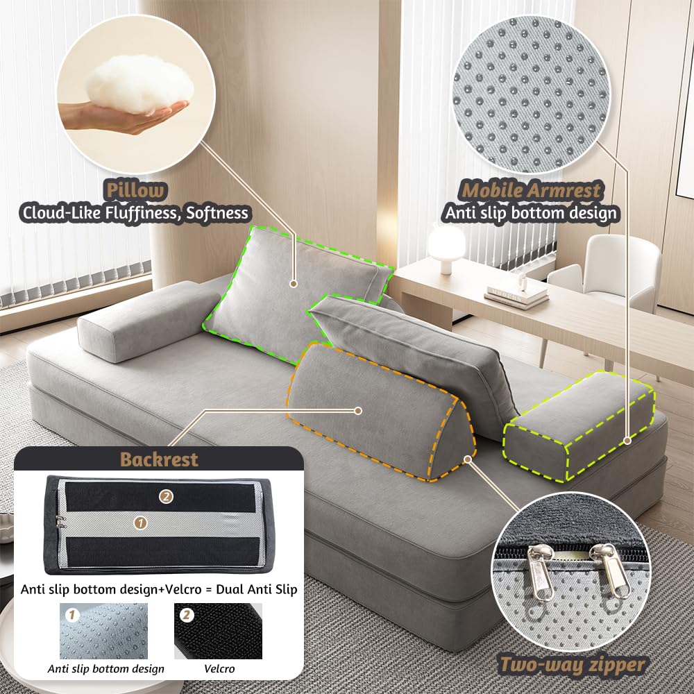 Light Gray Convertible Sofa Bed J9511