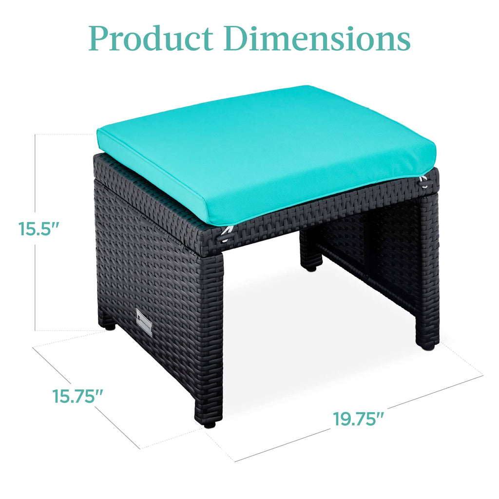 Set of 2 Wicker Ottomans with Removable Cushions M8588