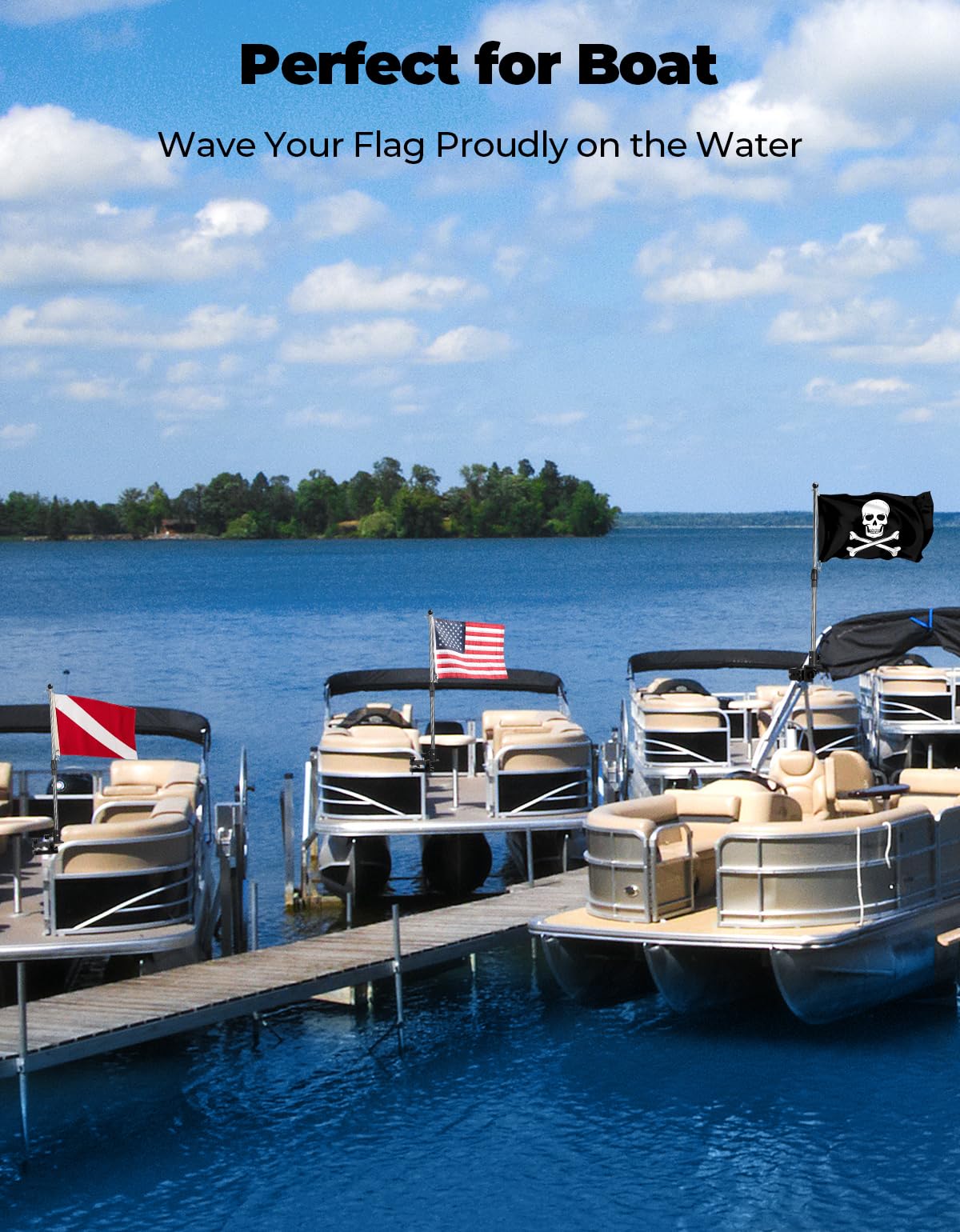 Stainless Steel 360° Rotating Boat Flag Pole Holder F88438