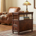 Cherry Finish Wood End Table with 2 Drawers I795