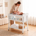 White Baby Changing Table with Wheels and Changing Pad Y493
