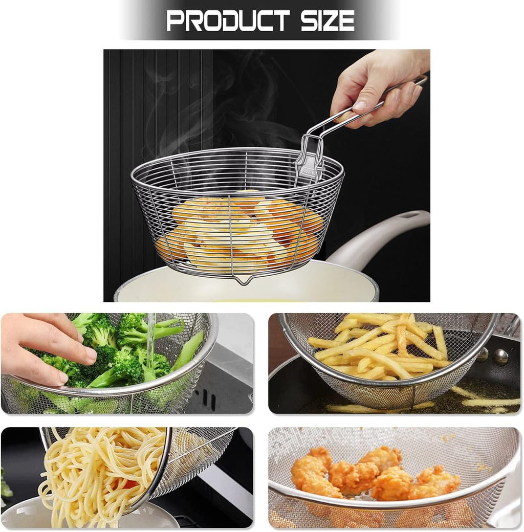 Stainless Steel Deep Fryer Basket with Detachable Handle 9 Inch Q606847