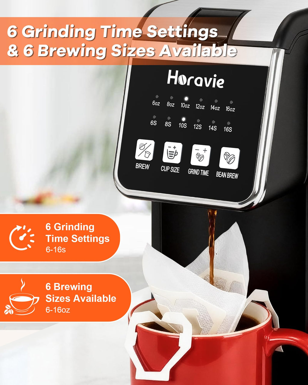 Single Serve Coffee Maker with Built-in Grinder P726642