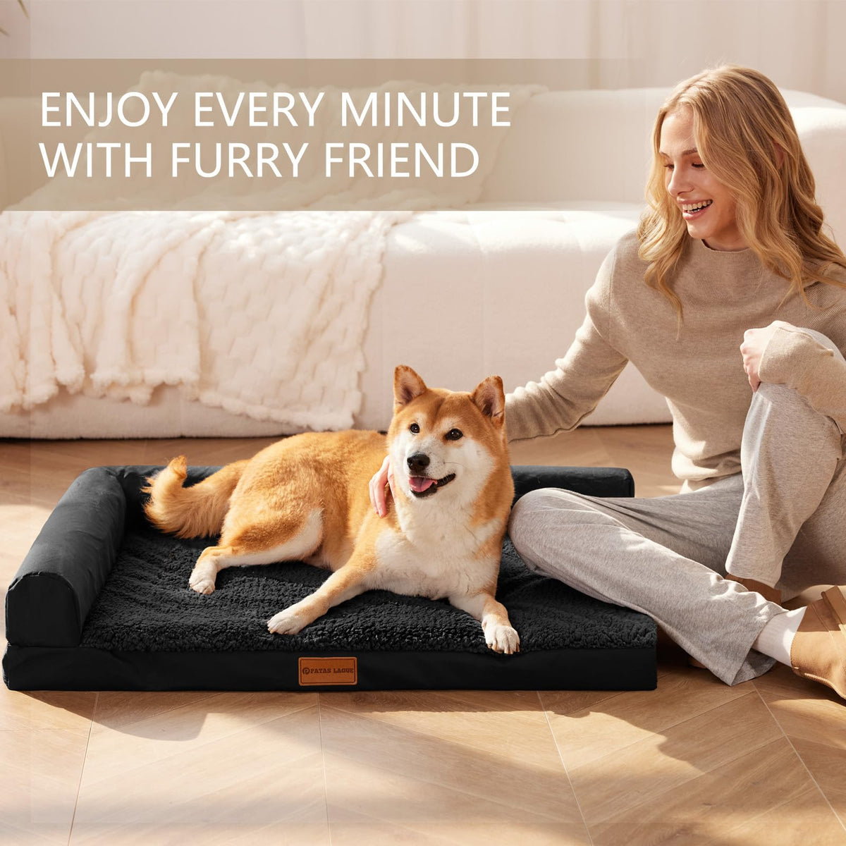 Large Washable Dog Bed 36''X24'' Black I243