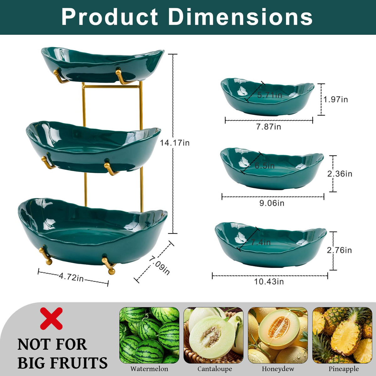 Ceramic 3 Tier Fruit Bowl J25709