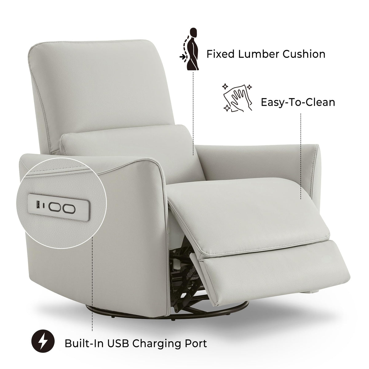 Power Recliner Swivel Glider Chair Cream X73694