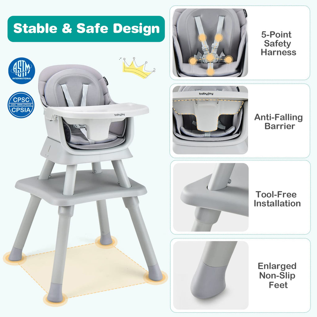8 in 1 Convertible High Chair with Removable Tray Z743