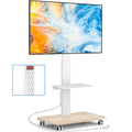 White Height Adjustable Rolling TV Stand for 32-75 Inch TVs Y259048