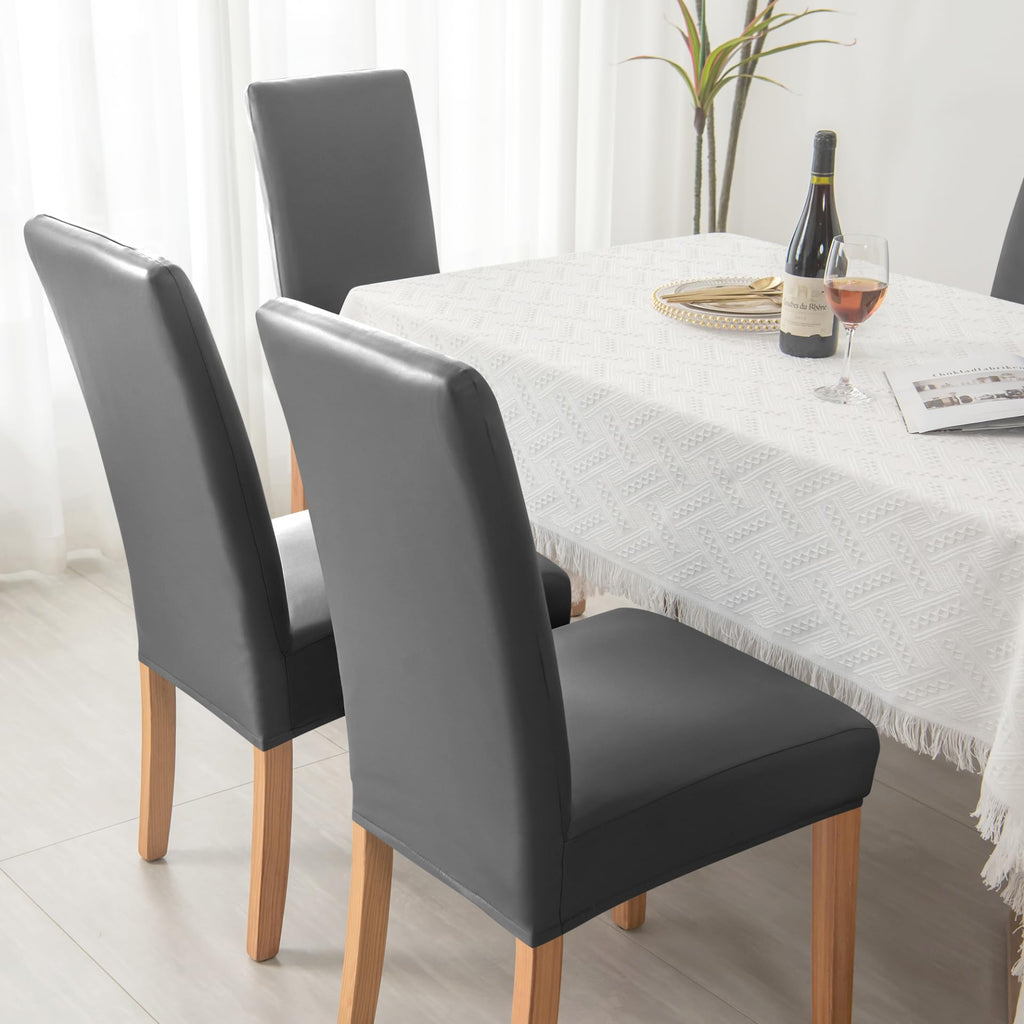 Set of 6 Black Pu Leather Dining Chair Cover M915891