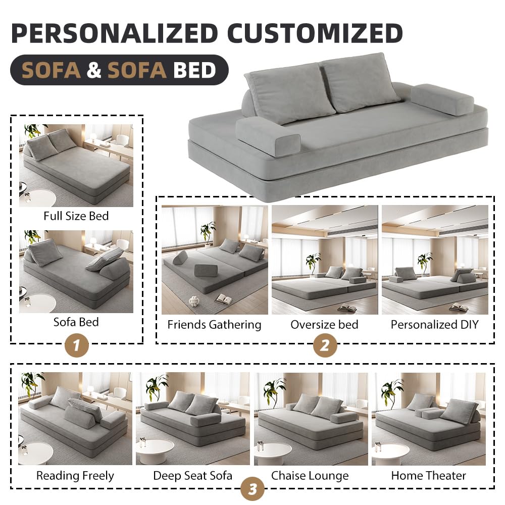 Light Gray Convertible Sofa Bed J9511