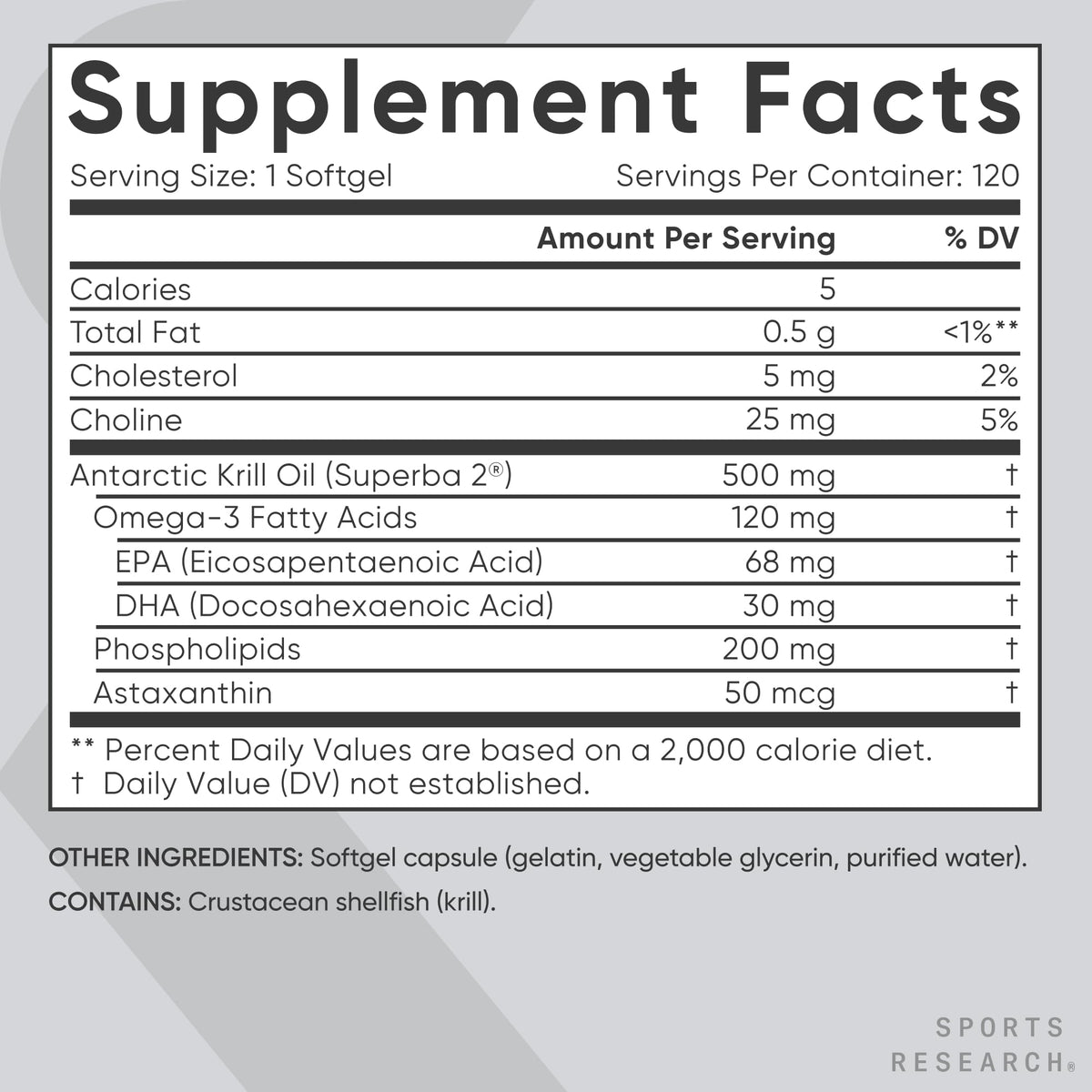 Krill Oil Omega-3 Softgels 500mg with Astaxanthin, Electrolyte D67534