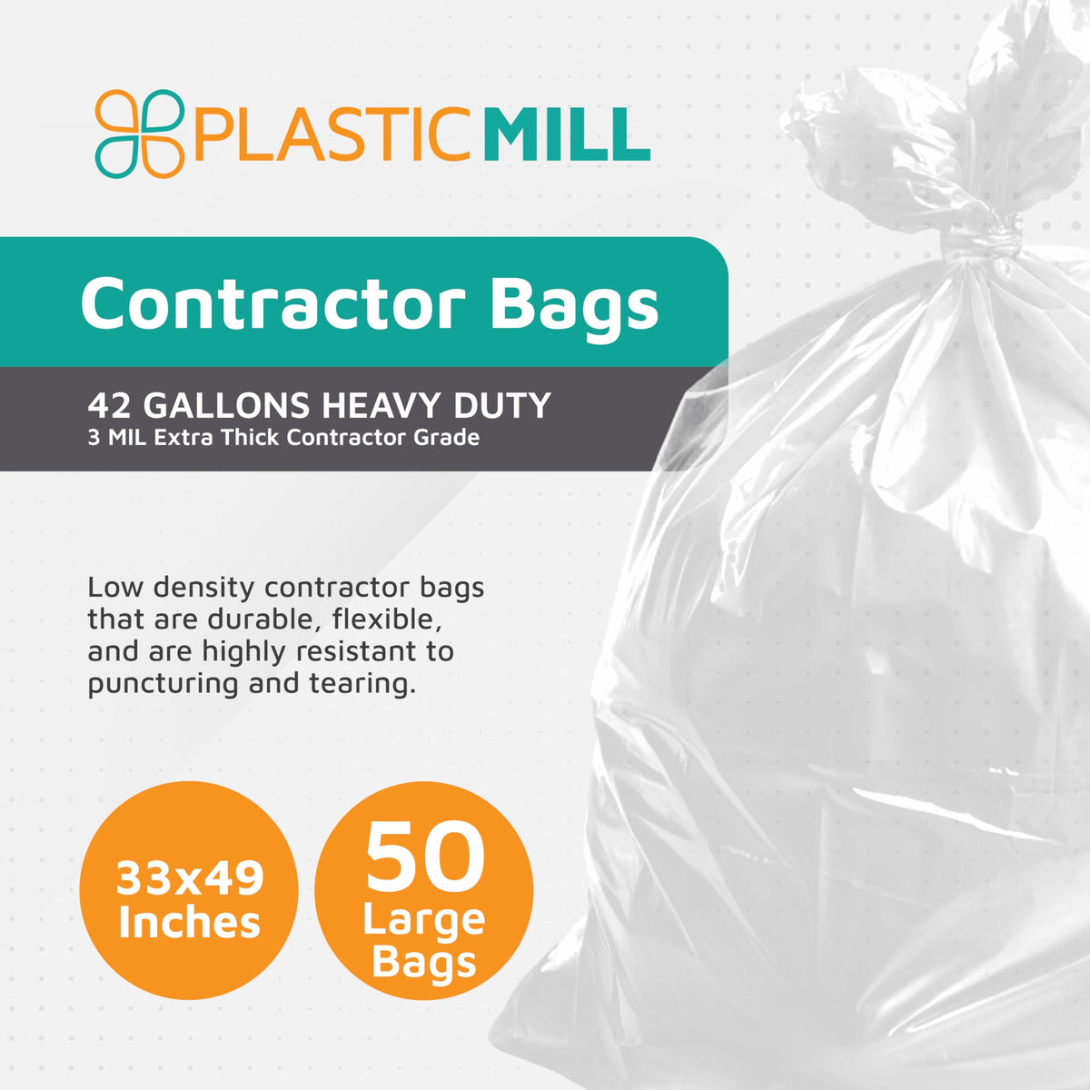 42-Gallon 3 Mil Clear Contractor Bags 50-Count S7794