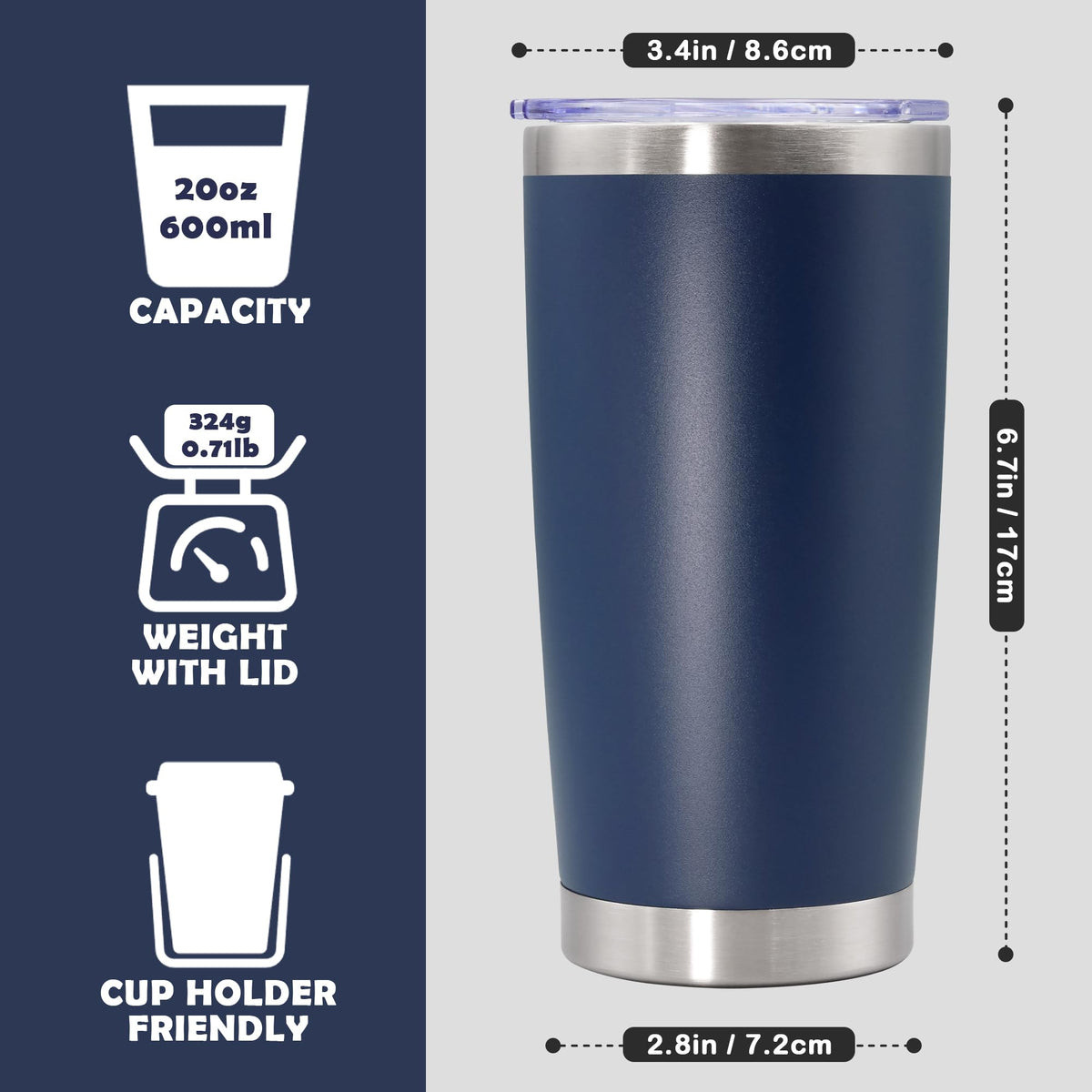 20oz Stainless Steel Tumbler with Lid Navy G655098