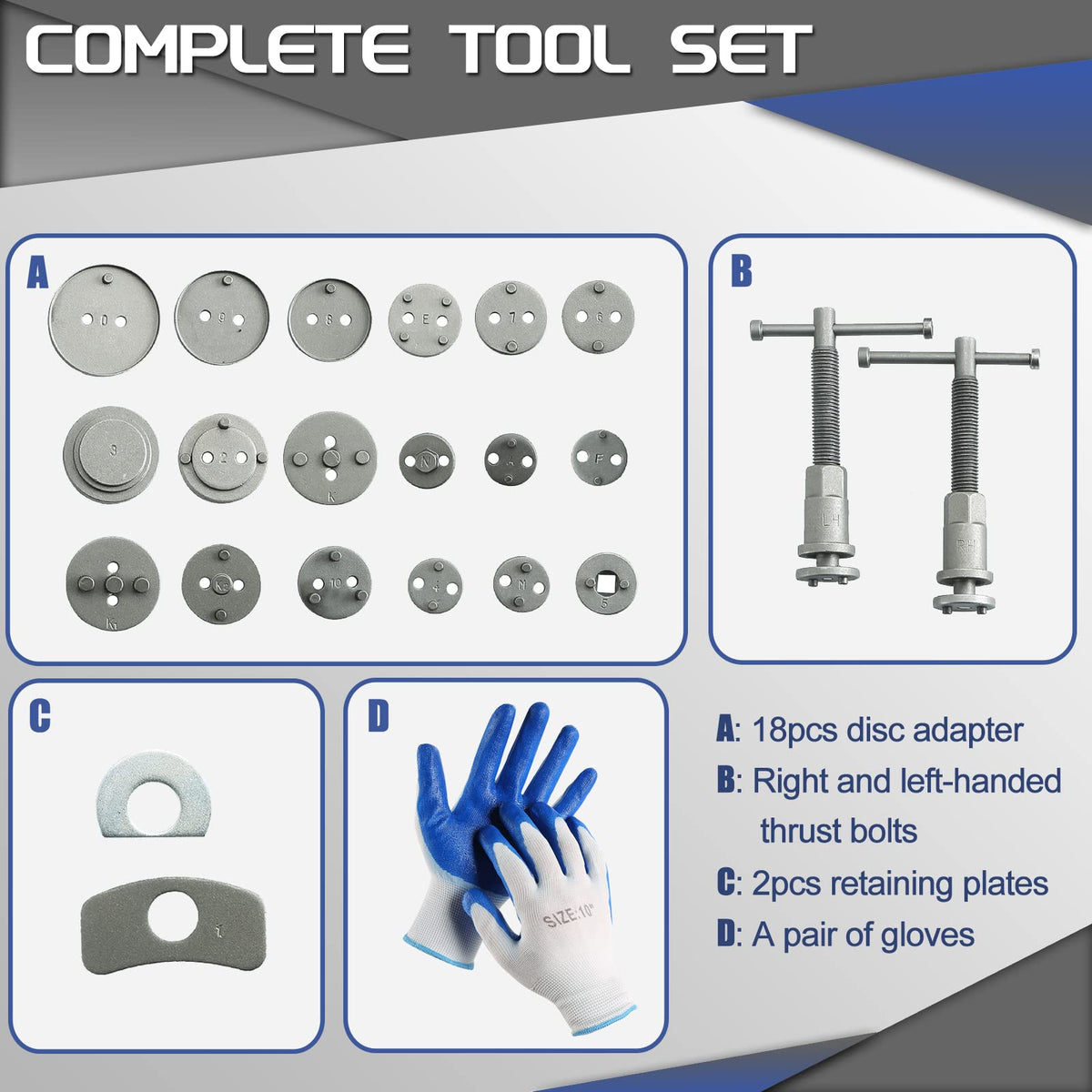 23pcs Heavy Duty Disc Brake Caliper Tool Set and Wind Back Kit Z447338
