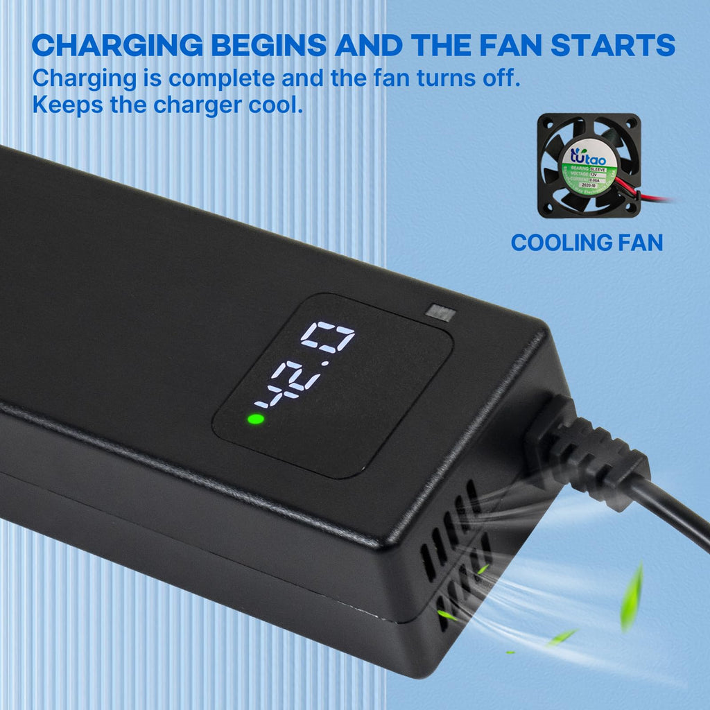 42V 3A Lithium Battery Charger with Display and Built-in Fan A5394