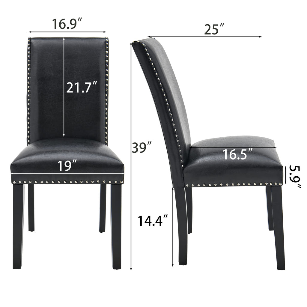 48" Glass Dining Table Set with 4 PU Leather Chairs B811549