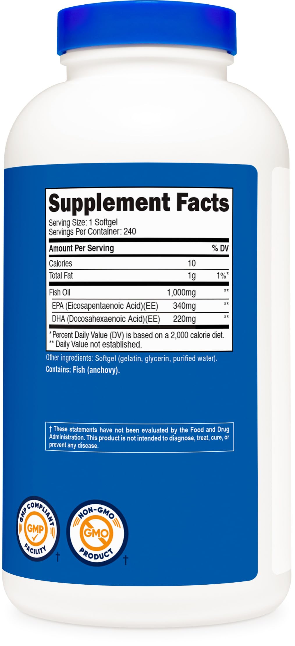 Fish Oil Omega 3 Softgels with EPA & DHA, 240 Softgels L963