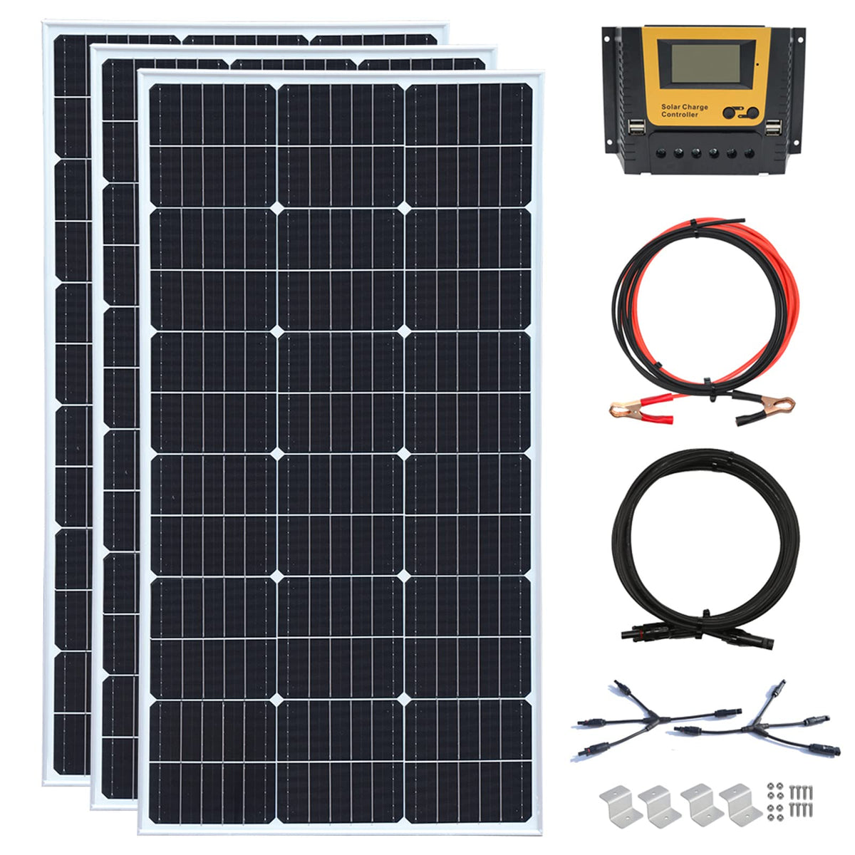 300 Watt 12 Volt Monocrystalline Solar Panel Kit with 30A Charge Controller T432456