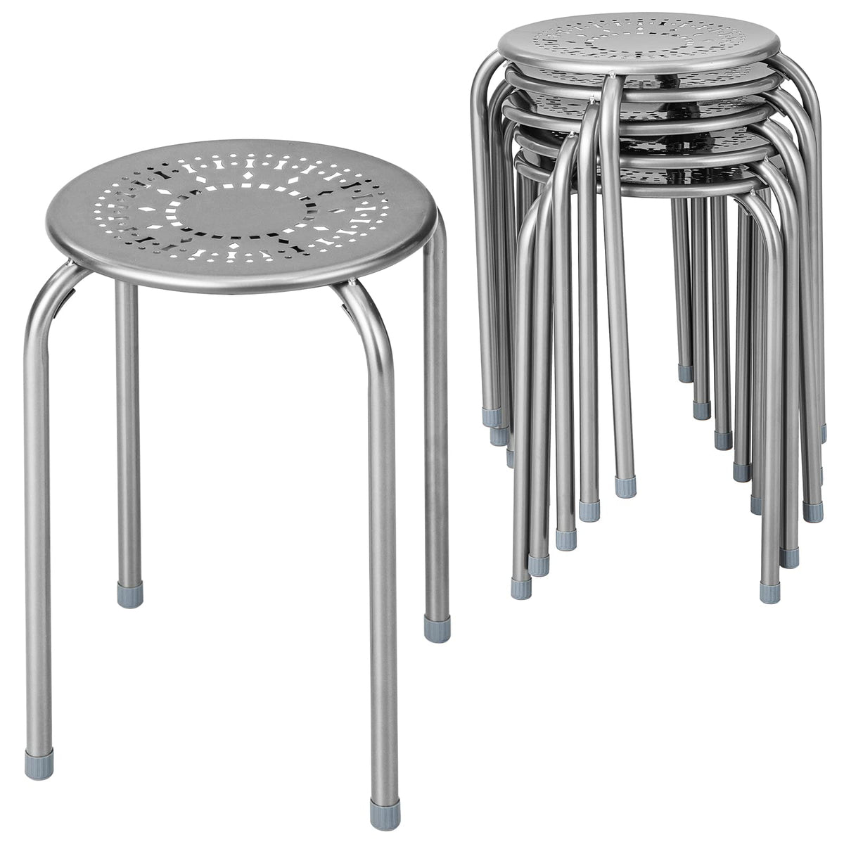 Grey 6 Pack Stackable Metal Stools R388505