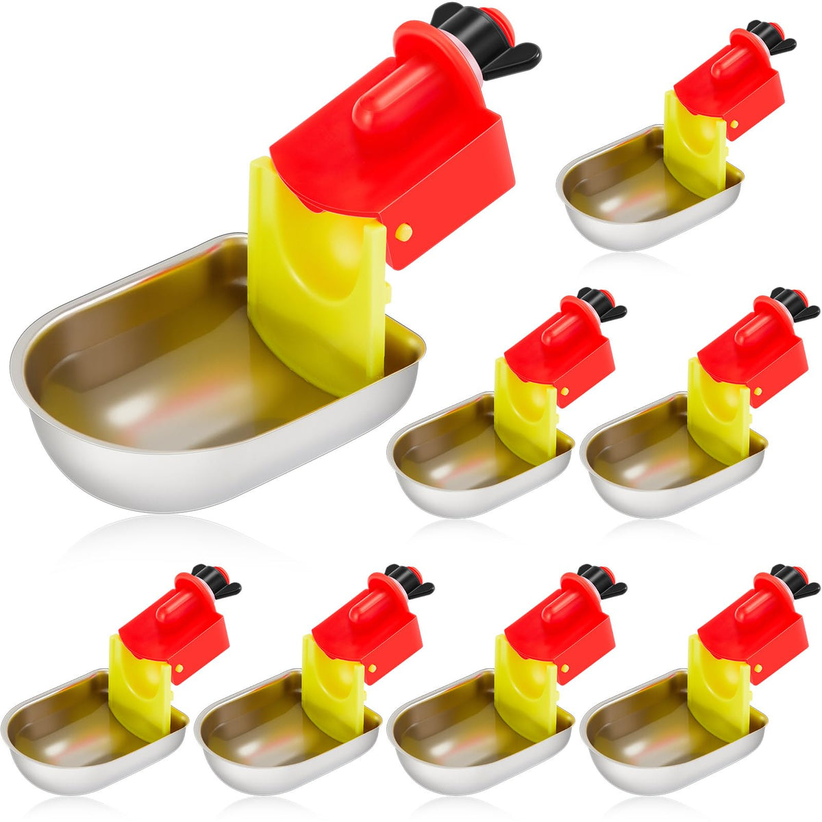 8 Pack Stainless Steel Auto Fill Chicken Waterer Cups I260