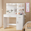 White Vanity Desk with Mirror & Charging Station N847