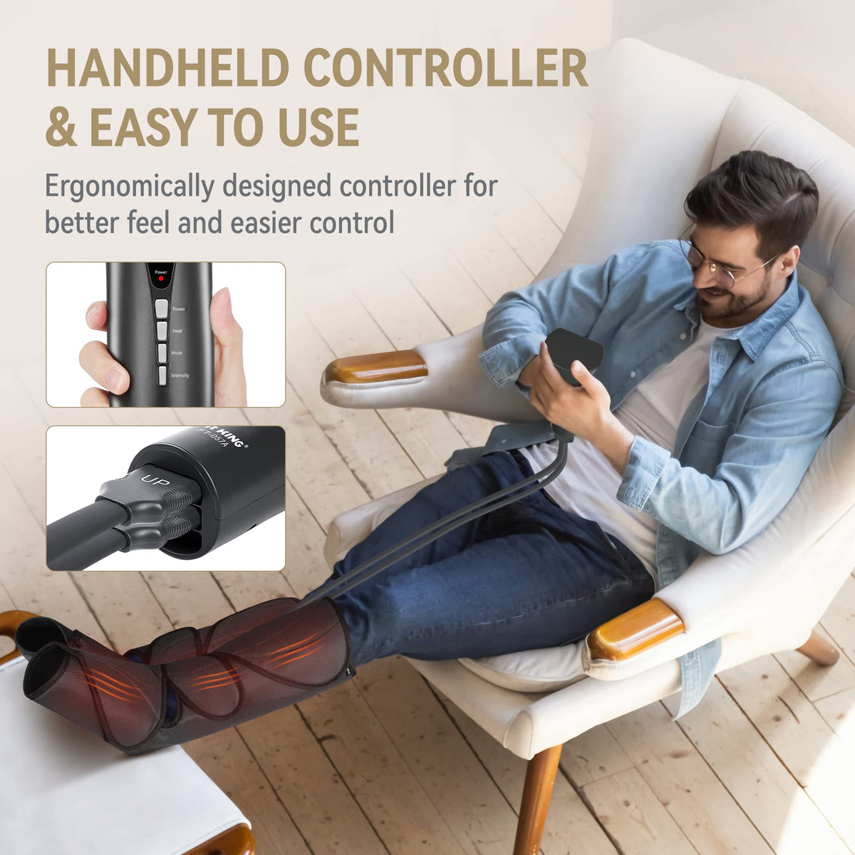 Air Compression Leg and Foot Massager with Heat F96488