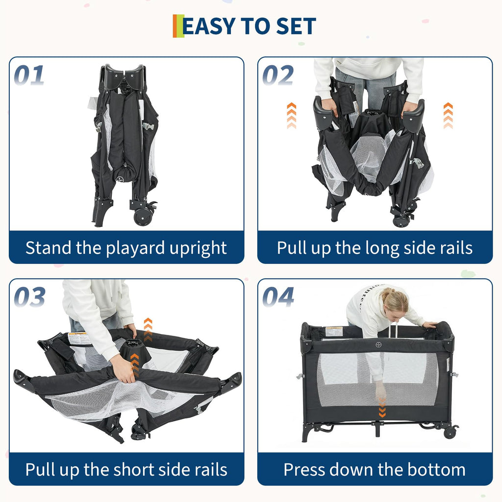 4 in 1 Pack and Play with Bassinet, Changing Table, Playpen and Carry Bag I504820