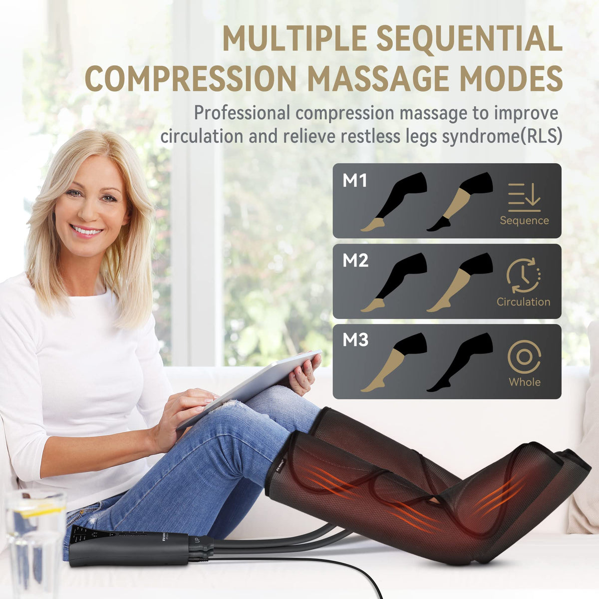 Air Compression Leg and Foot Massager with Heat F96488
