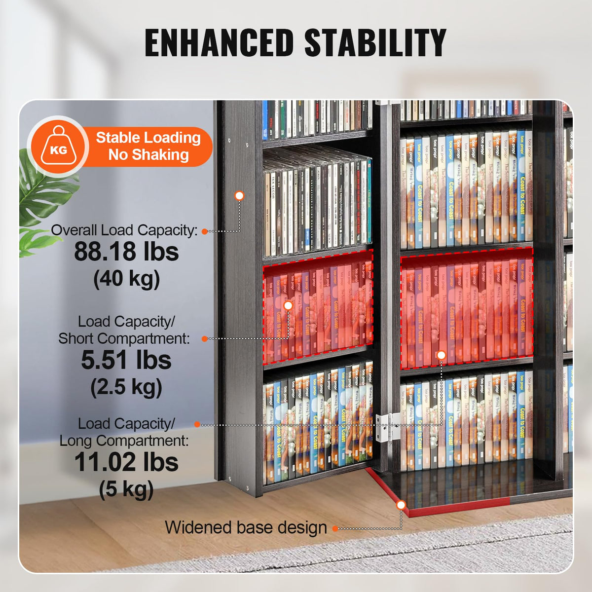Espresso Media Storage Cabinet with Doors and Shelves B6699