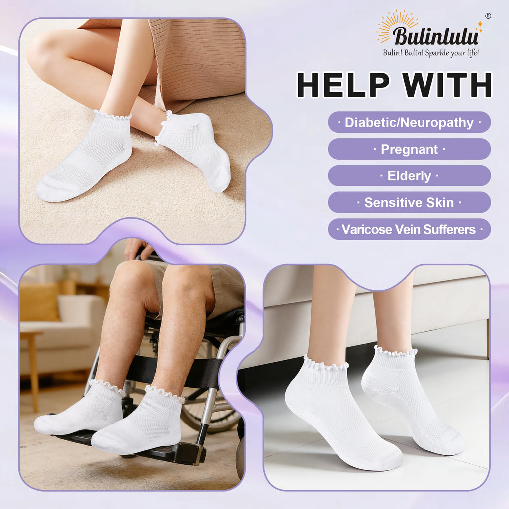 White Low Cut Diabetic Ankle Socks 6 Pairs M29700
