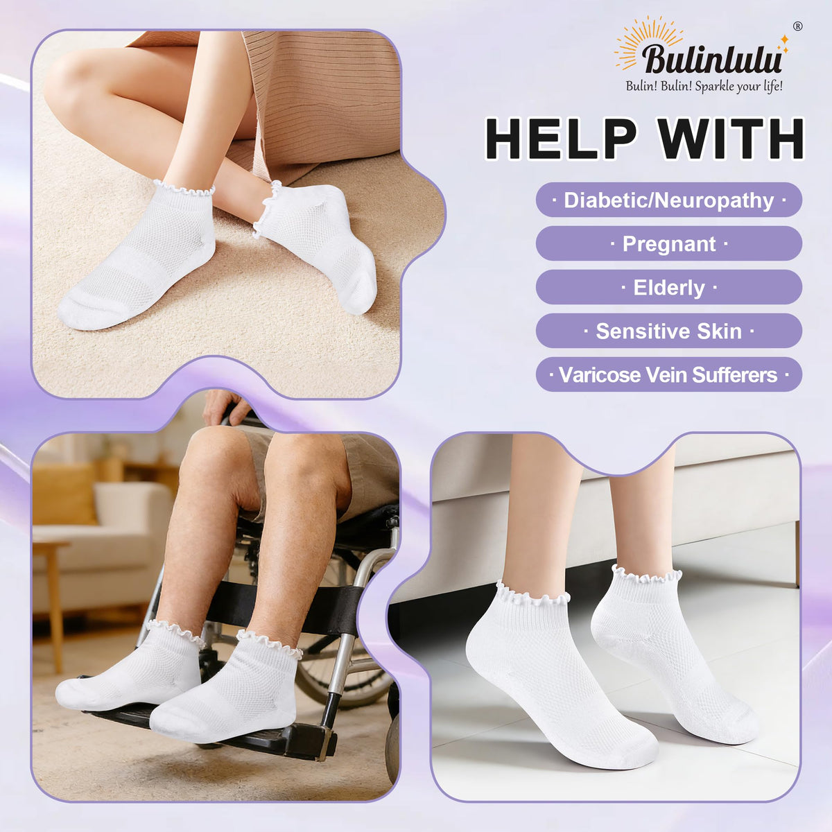 White Low Cut Diabetic Ankle Socks 6 Pairs M29700