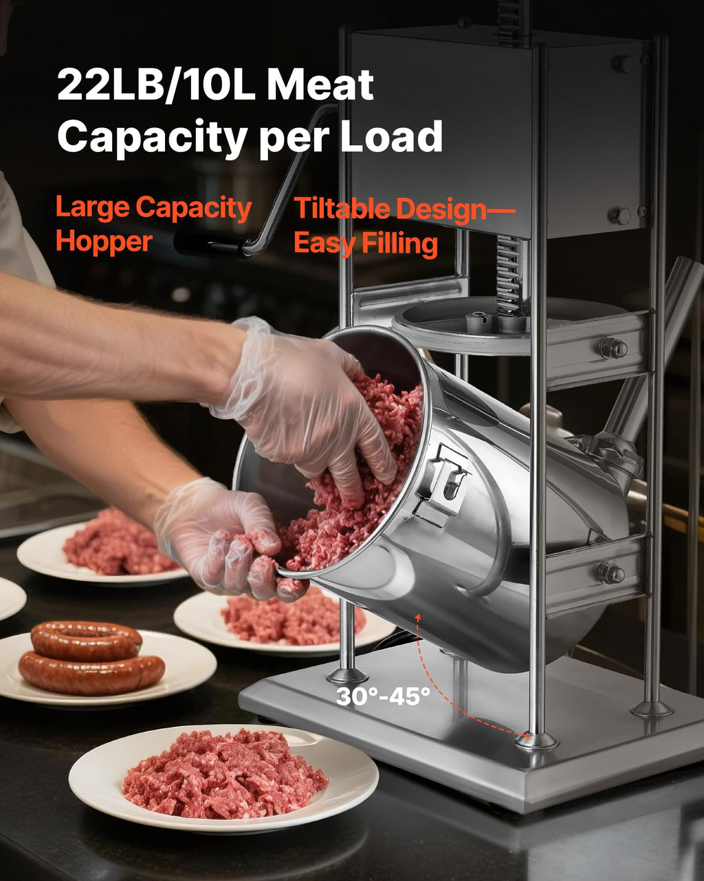10 L Stainless Steel Vertical Manual Sausage Stuffer V453798