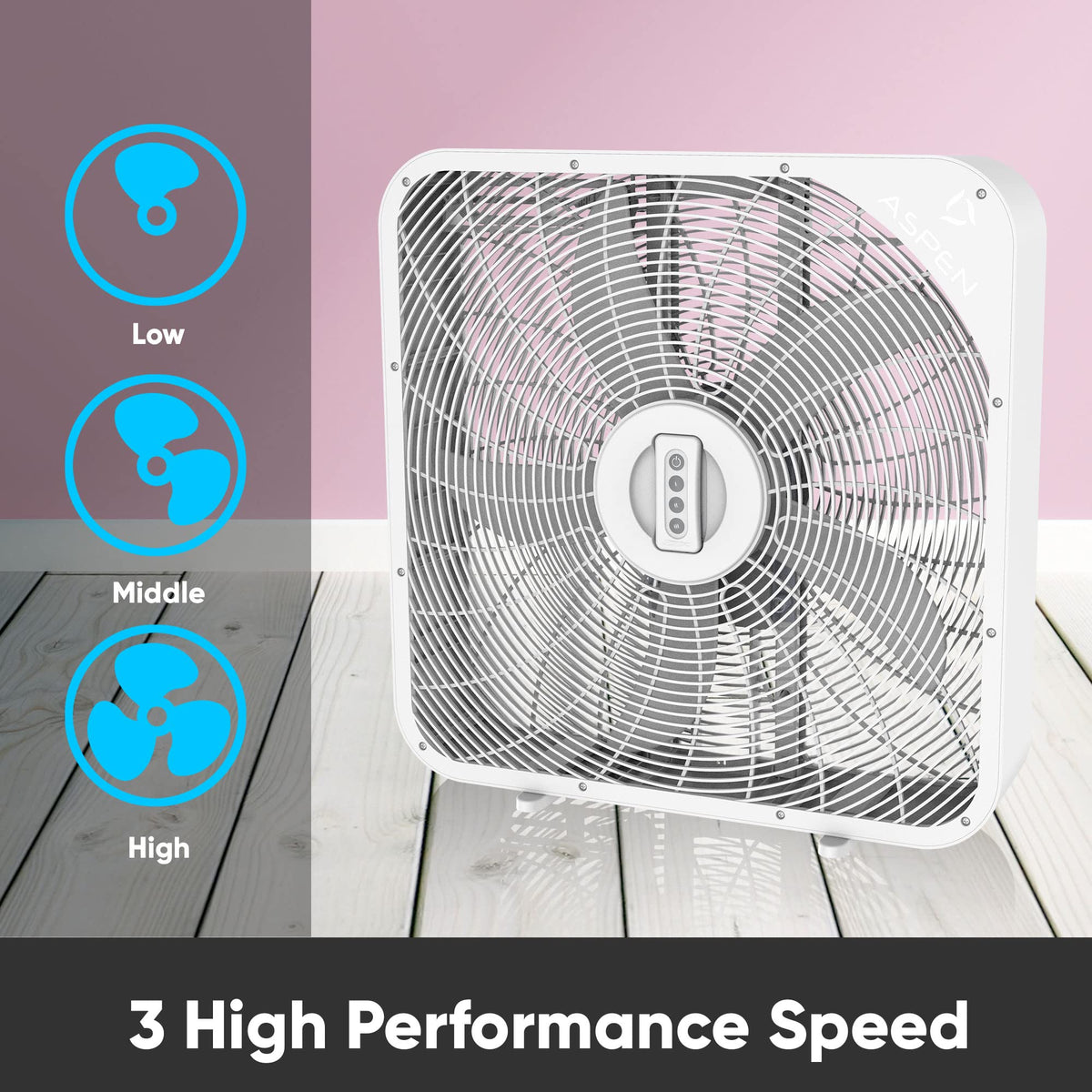 20 Inch 3 Speed Quiet Box Fan with Remote Control E45720