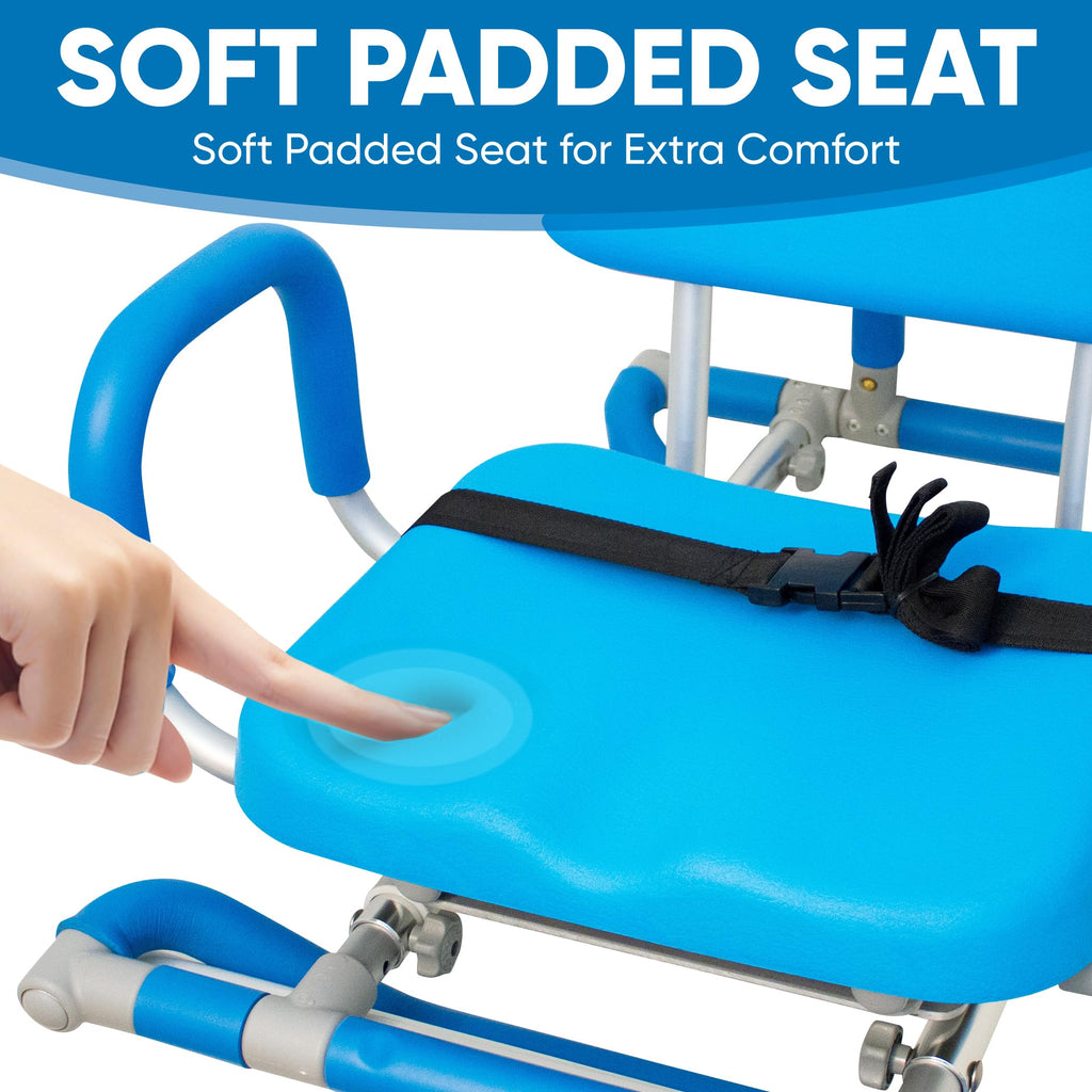 Blue Padded Sliding Shower Chair with Armrests K47132
