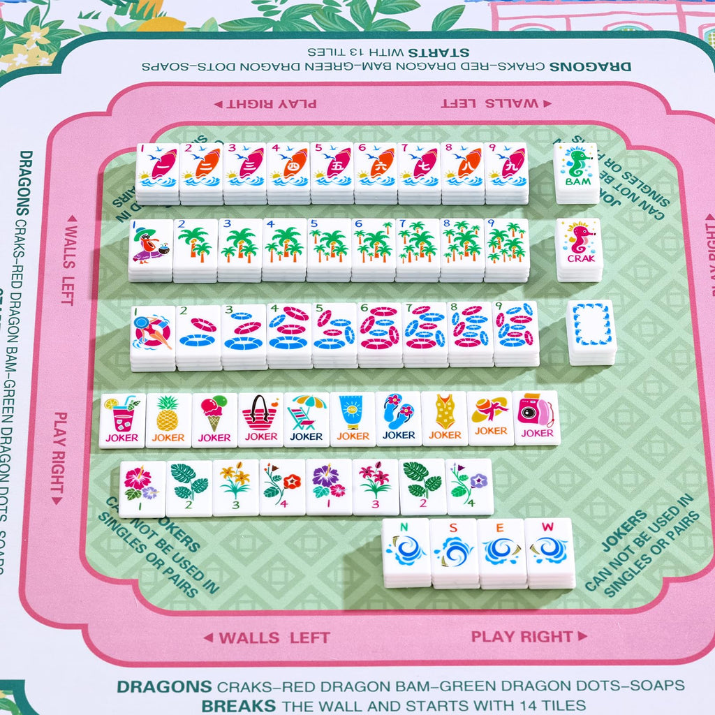 160 Tiles Thin Plastic Mahjong Set with Bag and 4 Racks H9440