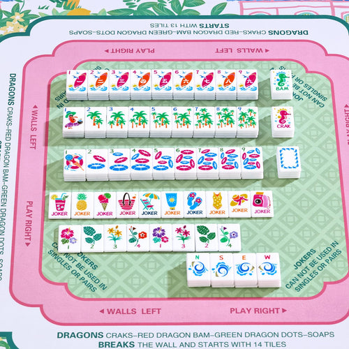 160 Tiles Thin Plastic Mahjong Set with Bag and 4 Racks H9440