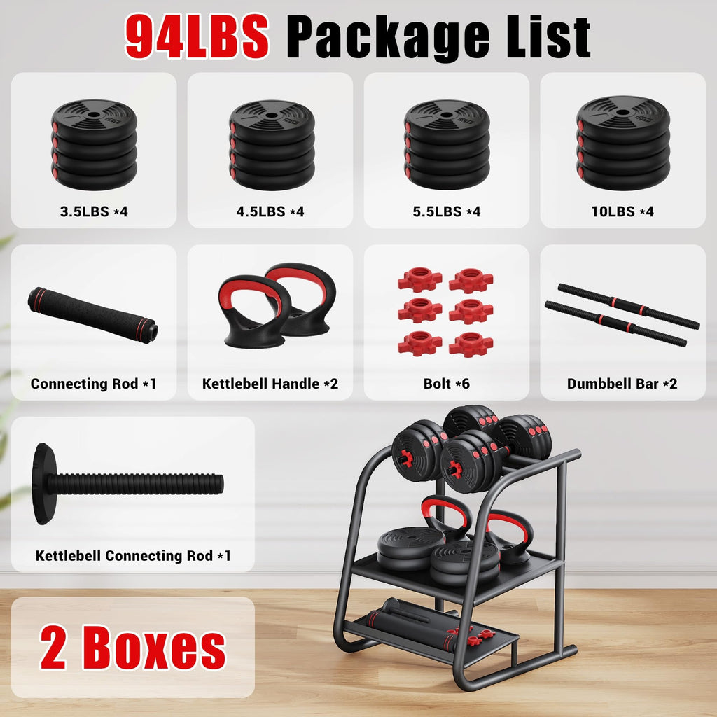 Adjustable Dumbbells Free Weight Set 4 in 1 F7568