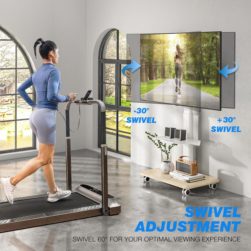 White Height Adjustable Rolling TV Stand for 32-75 Inch TVs Y259048