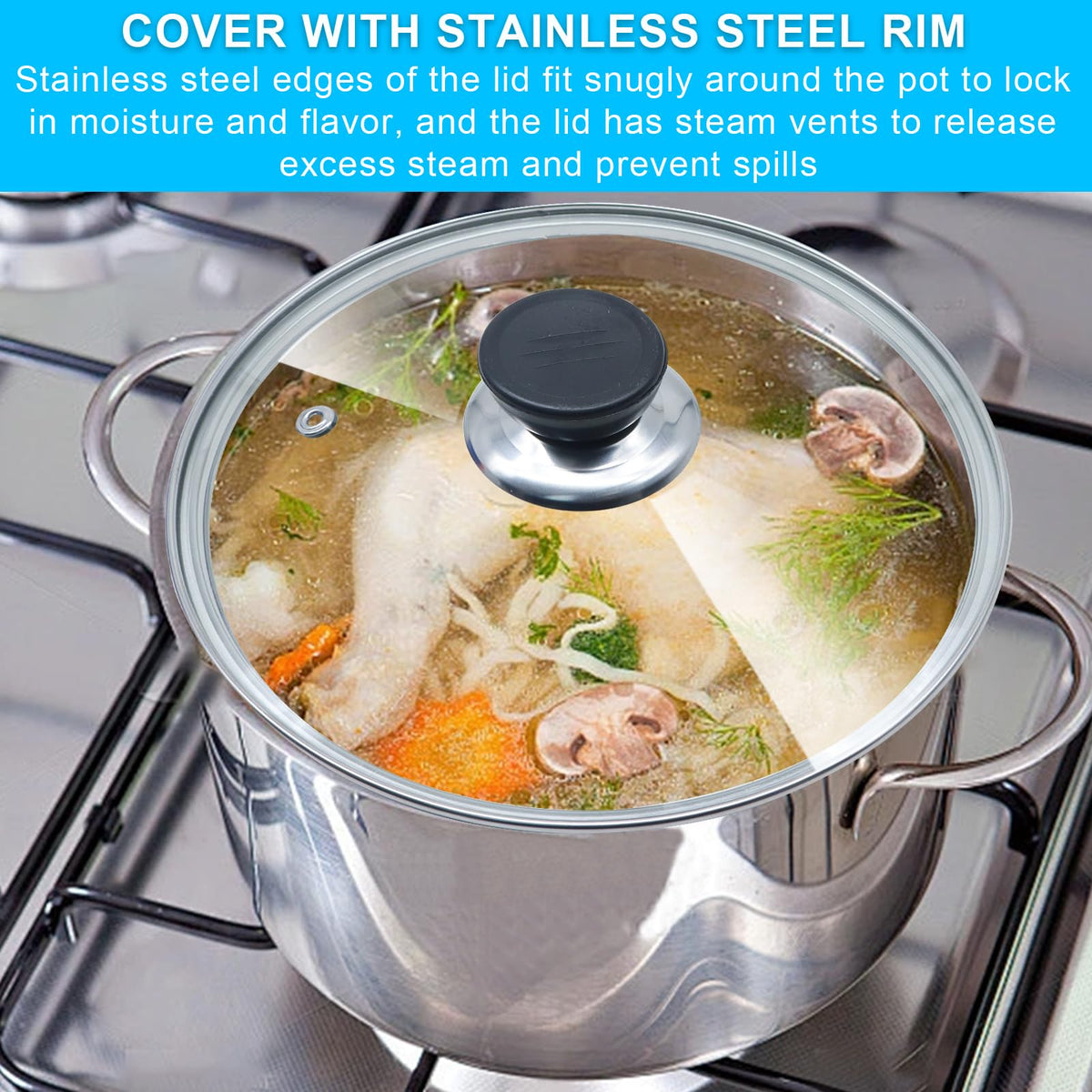 Tempered Glass Lid with Stainless Steel Rim for 8 Inch Frying Pan L965474