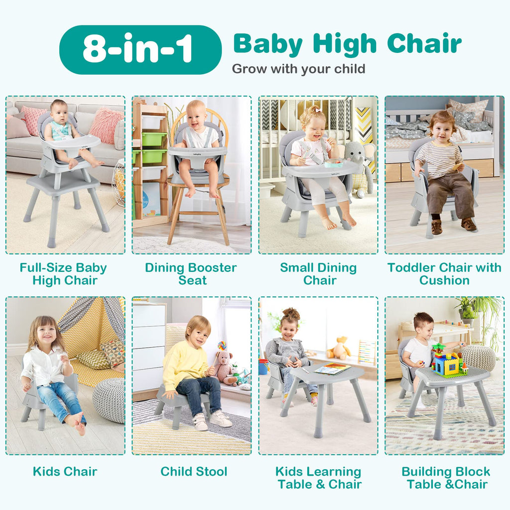8 in 1 Convertible High Chair with Removable Tray Z743