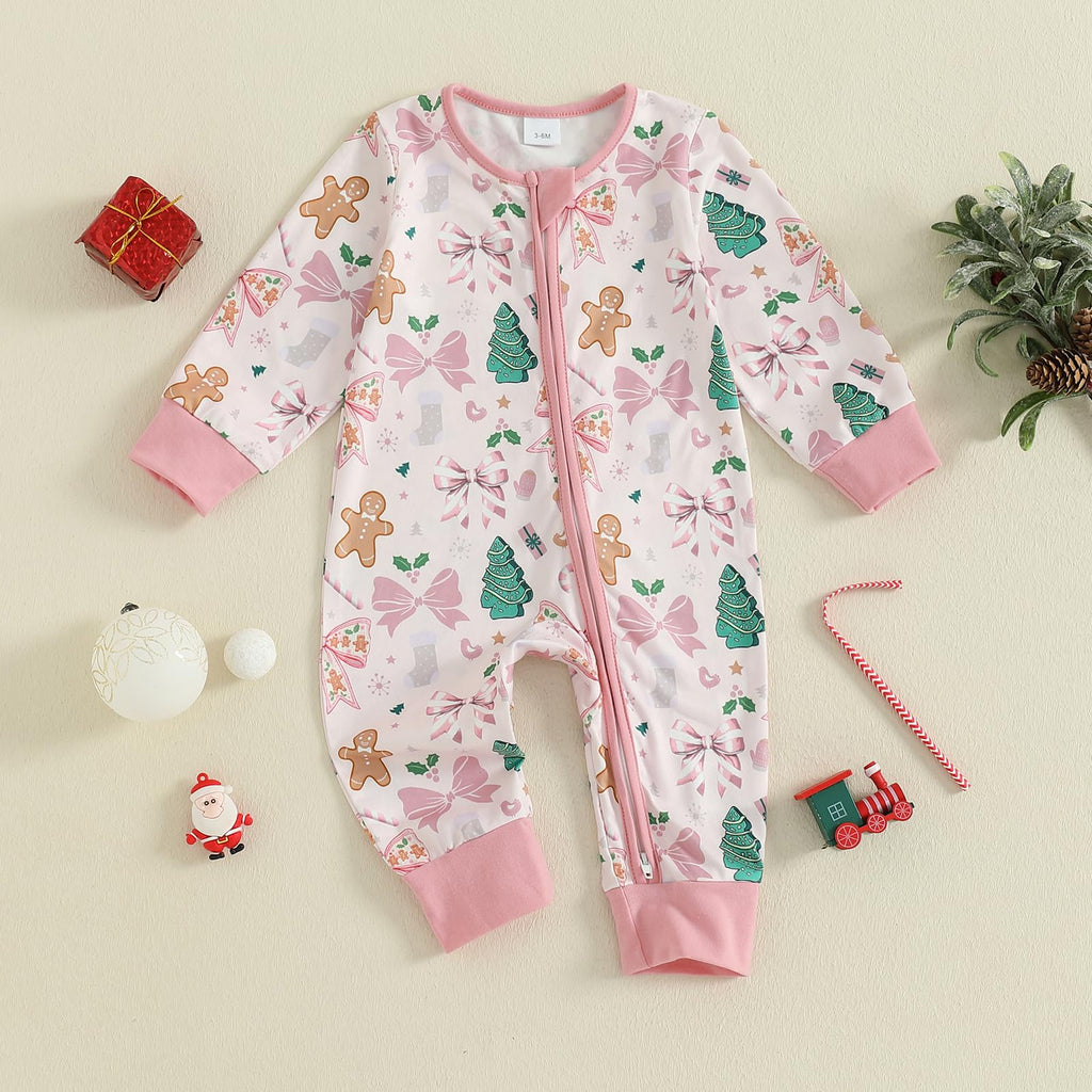 Newborn Christmas Zipper Jumpsuit Romper D624722