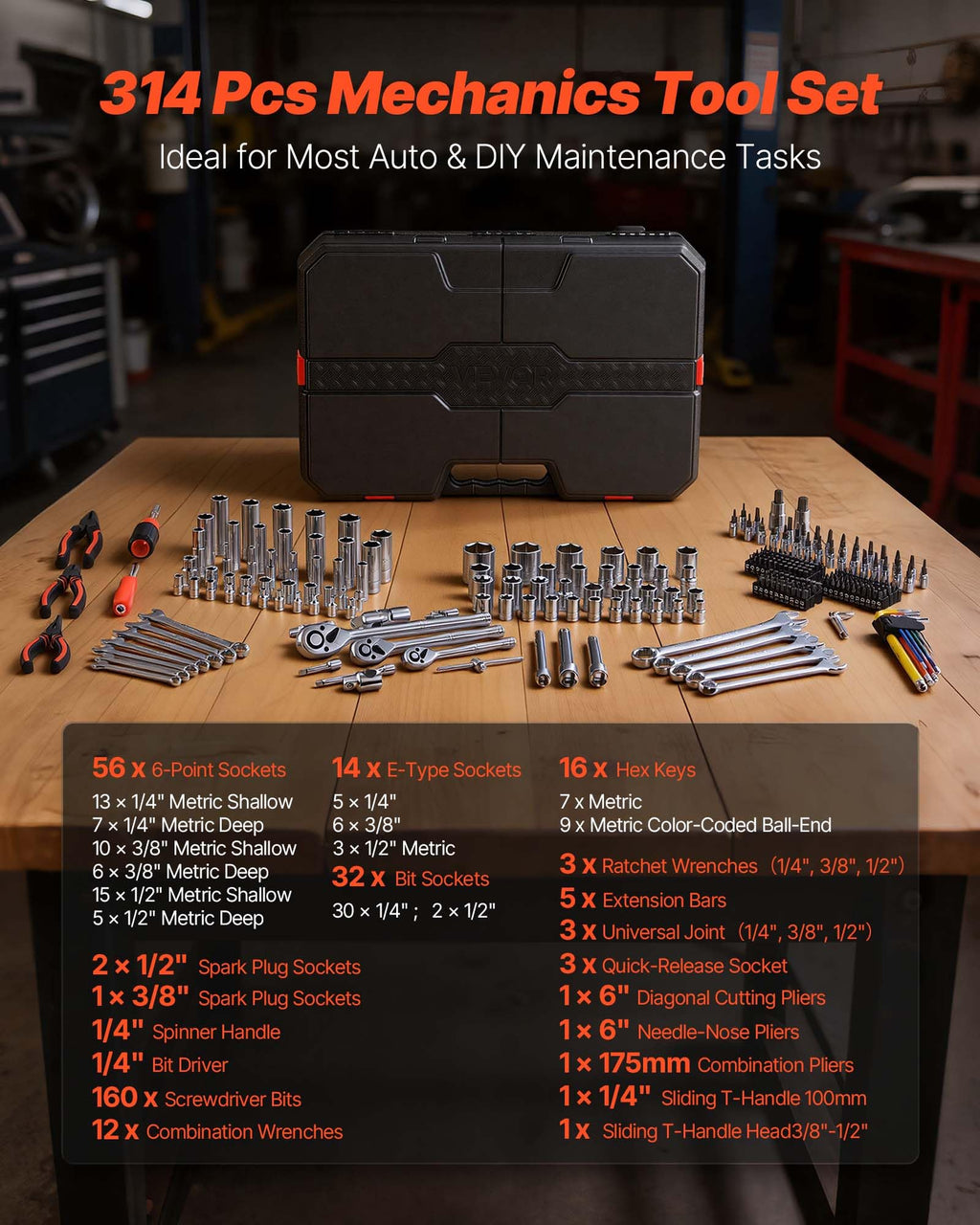 314-Piece Mechanic Tool Set with Storage Case X226