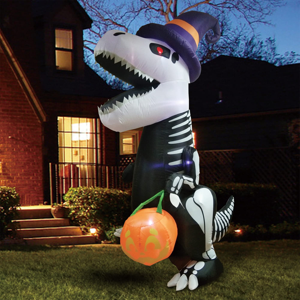 8 FT Inflatable Skeleton Dinosaur with Built-in LEDs V937