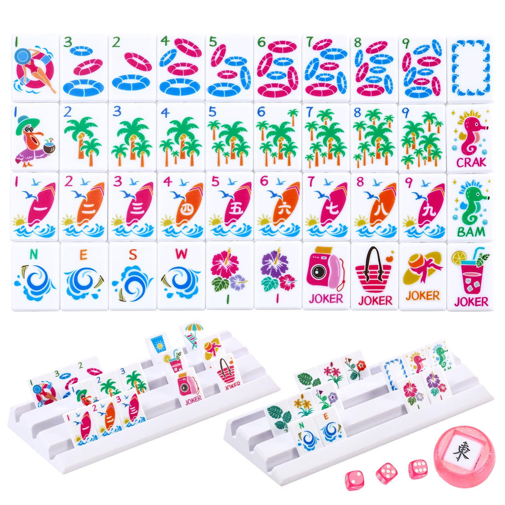 160 Tiles Thin Plastic Mahjong Set with Bag and 4 Racks H9440
