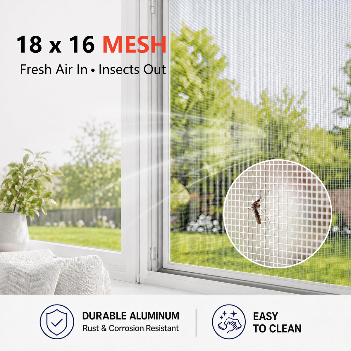 Aluminum Window Screen Mesh Roll 48 in x 100 ft 18x16 Mesh U847054