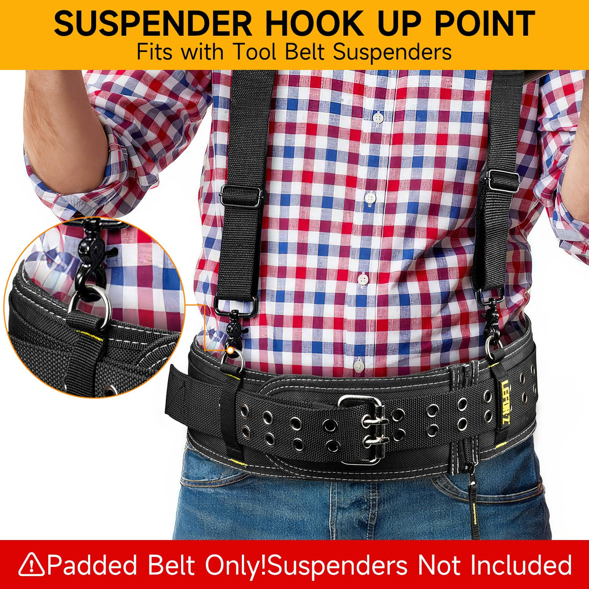 4-Inch Padded Heavy Duty Tool Belt with Suspenders D8700